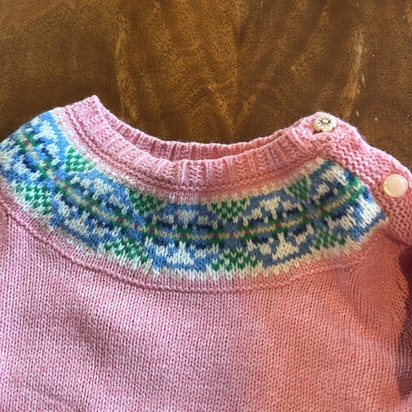 Pink Ralph Lauren fair Isle sweater with ruffle cuffs size 24 months - Picture 2 of 5